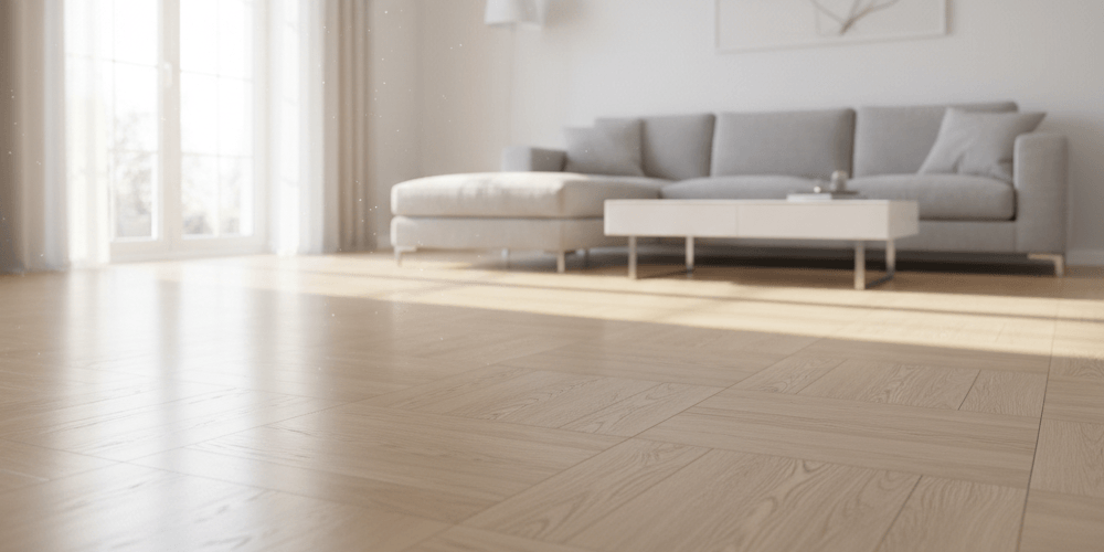 Moderner Wohnraum mit frisch verlegtem Vinylboden